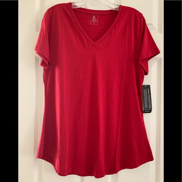 Tops, Thelo, size XL, color red, pima cotton - Picture 1 of 3